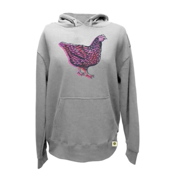 John Deere Watercolor Chicken Gray Sweatshirt Women's Large - Picture 1 of 8